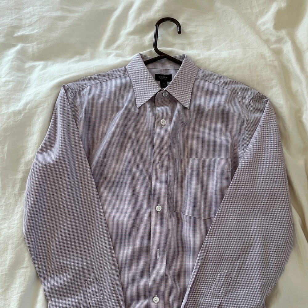J crew Slim Dress Shirt in red and blue cross stitch - x-small